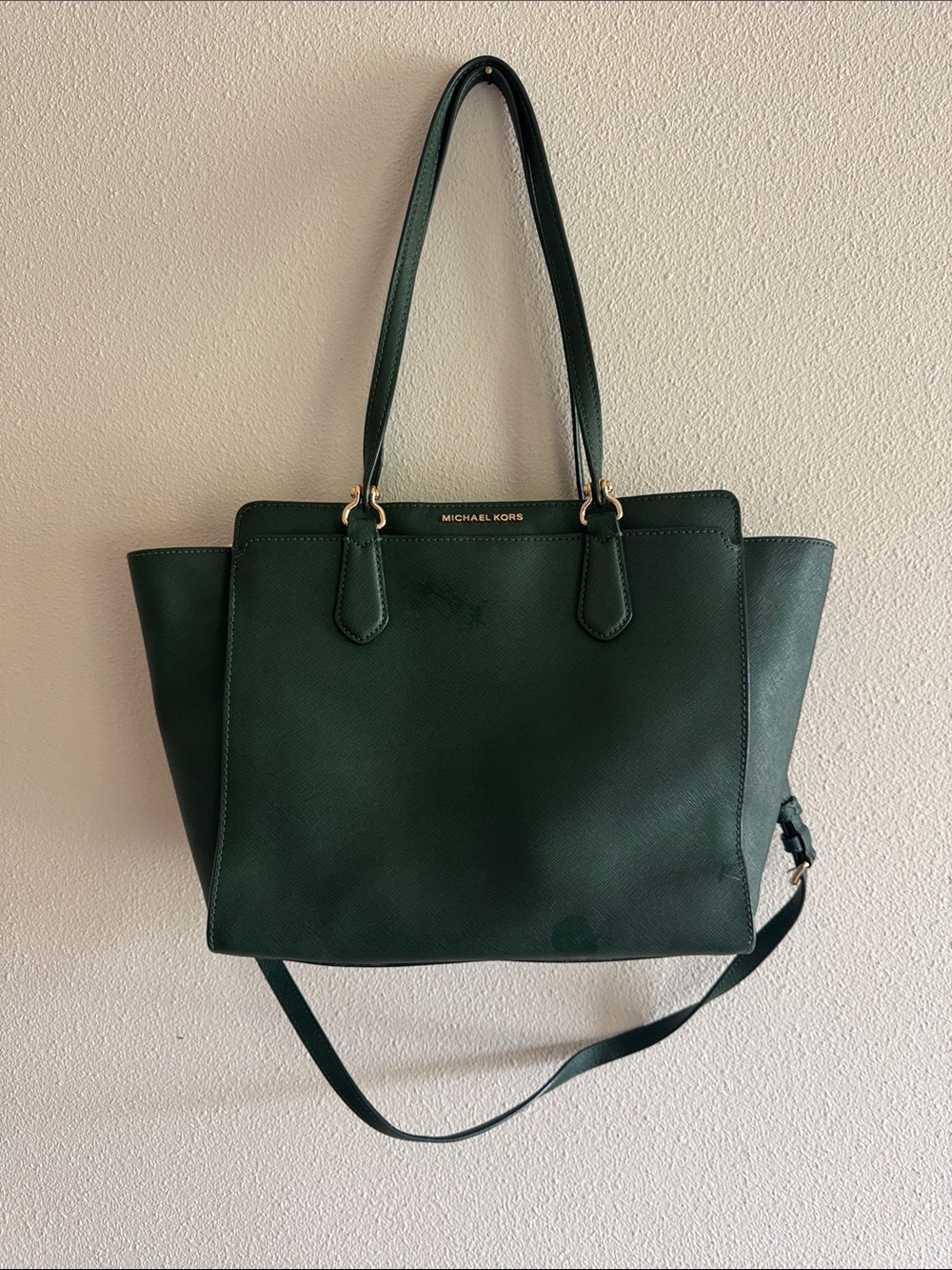 Michael Kors Forest Green Saffiano Tote with Shoulder Strap